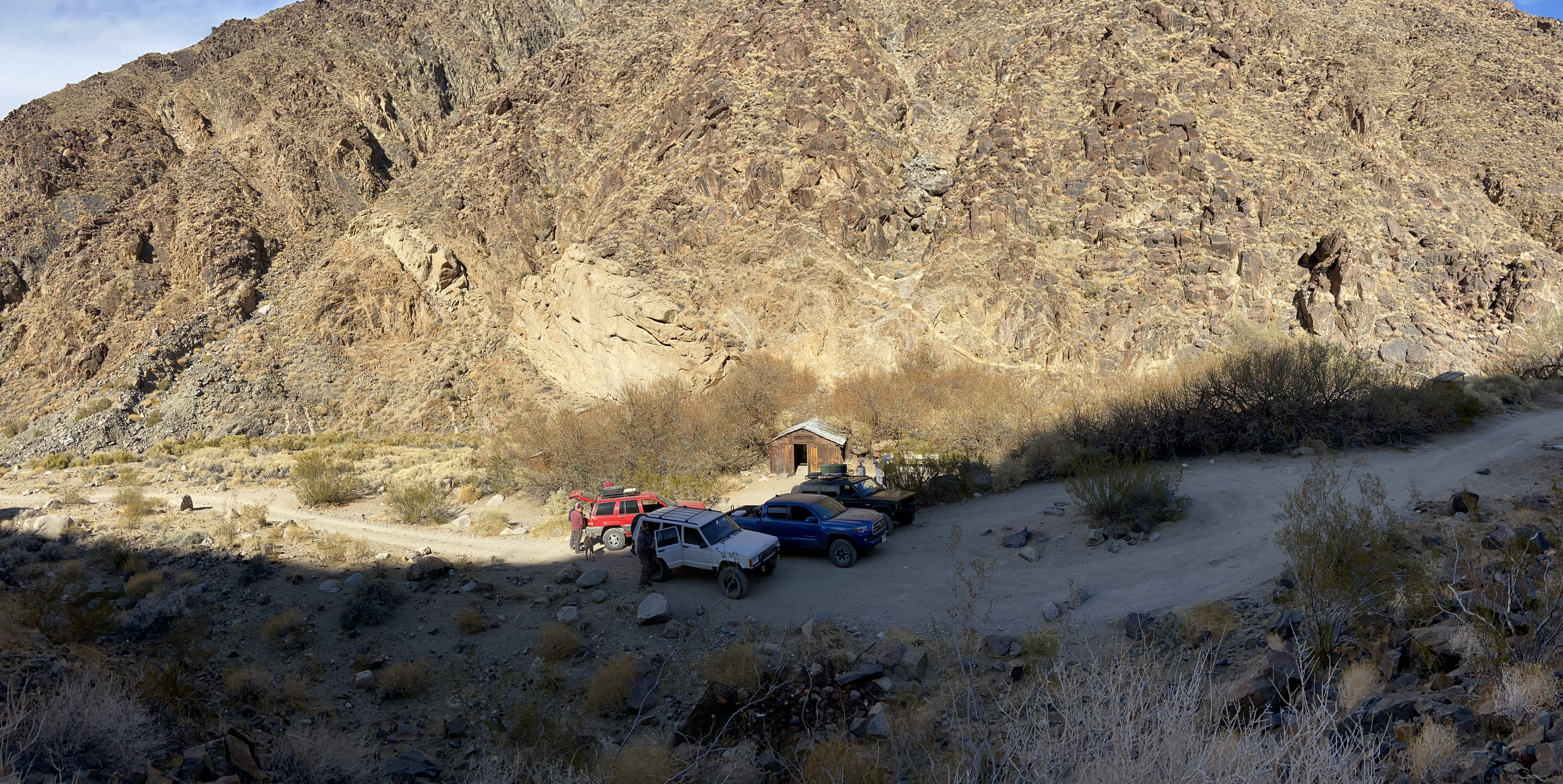 View of a small wooden cabin