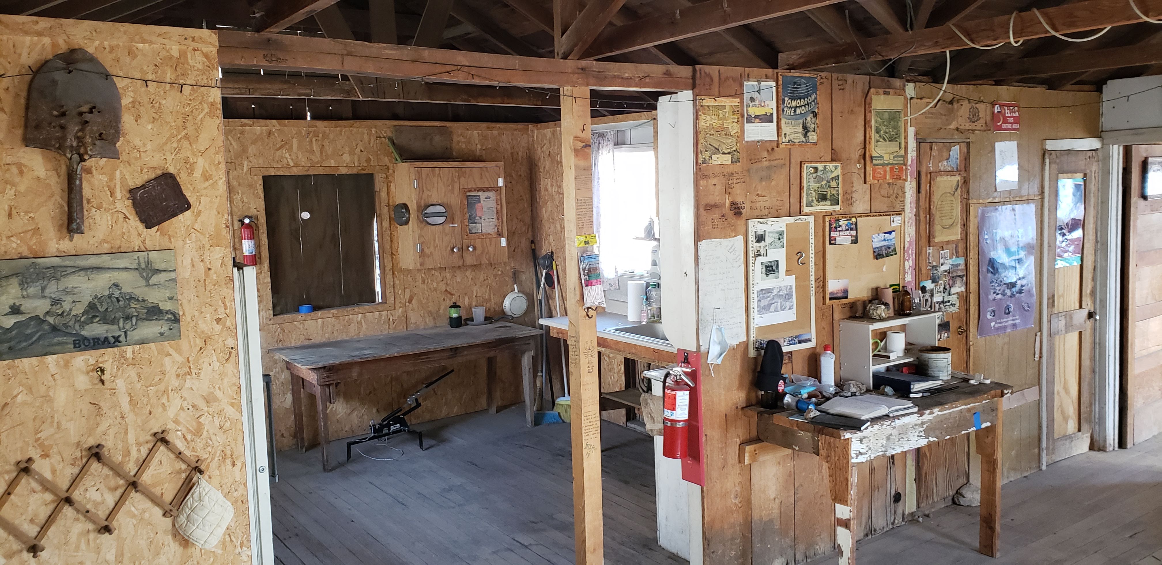 The kitchen in view from the primary room.